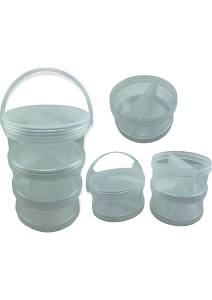 3'lü Yuvarlak Saklama Seti, Organizer ve Takı Kutusu, Gri Renk