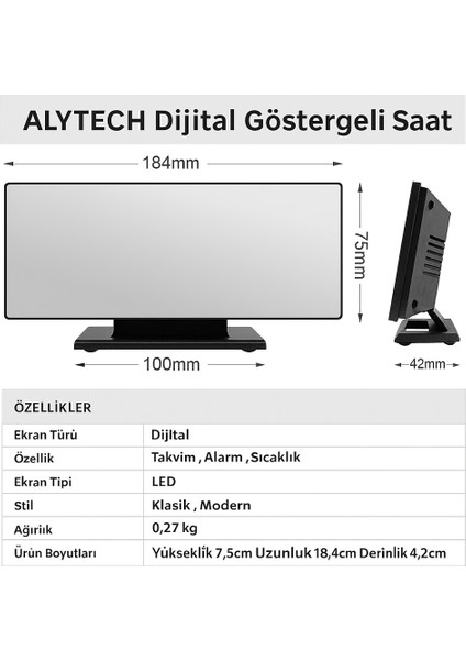 Büyük Ekran LED Dijital Saat – Alarm, Takvim, Sıcaklık, Ayna Yüzeyli Modern Tasarım Masa Üstü indirimleri
