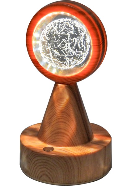 Cam Küre Işıklı Renk Değiştiren Küre Standlı Pilli Usbli Ay