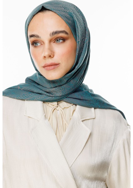 Mayra Desen Çift Taraflı Şal Koyu Gri-Zümrüt modelleri