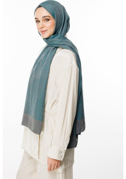 Mayra Desen Çift Taraflı Şal Koyu Gri-Zümrüt fırsatları