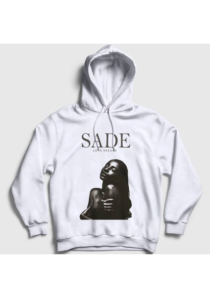Unisex Beyaz Love Deluxe Sade Kapüşonlu Sweatshirt