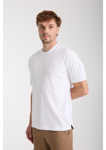 Erkek %100 Pamuk Relax Fit Vahşi Ayı Nakışlı T-Shirt fiyatları