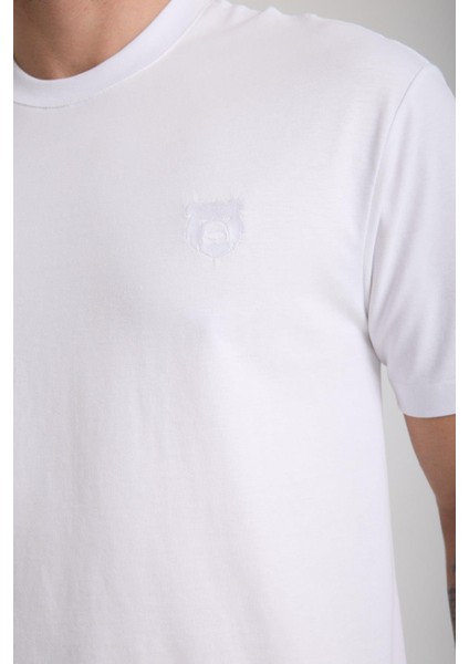 Erkek %100 Pamuk Relax Fit Vahşi Ayı Nakışlı T-Shirt fırsatları