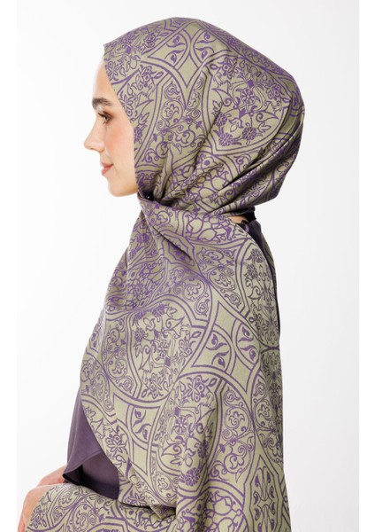Morocco Desen Çift Taraflı Şal Zeytin-Mor fiyatları