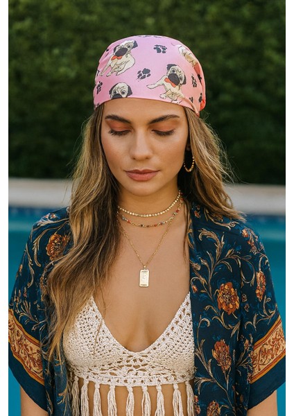 Bohem Saten Dokulu Bandana Fular