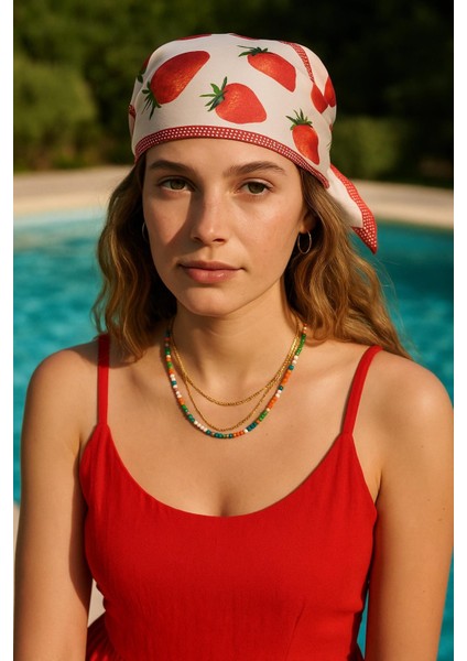 Bohem Saten Dokulu Bandana Fular