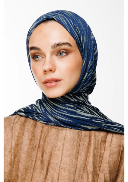 Selis Desen Çift Taraflı Şal Lacivert-Su Yeşili