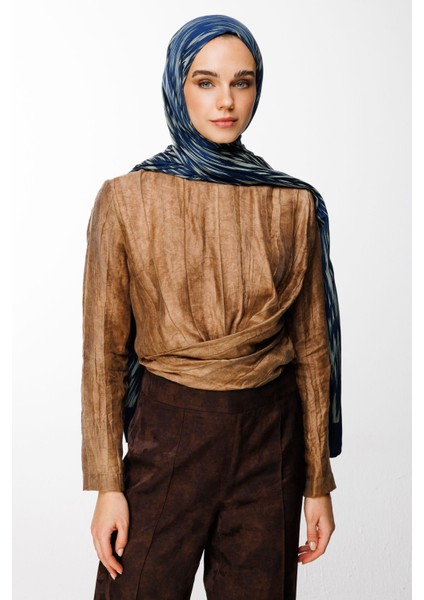 Selis Desen Çift Taraflı Şal Lacivert-Su Yeşili modelleri