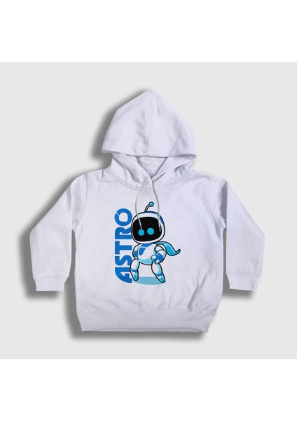 Unisex Çocuk Beyaz Oyun Kaptan Astro Bot Kapüşonlu Sweatshirt