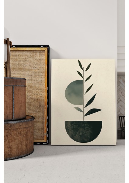 Minimalist Yeşil Zeytin Dalı Kanvas Tablo