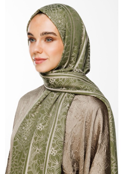 Lavin Desen Çift Taraflı Şal Haki-Somon