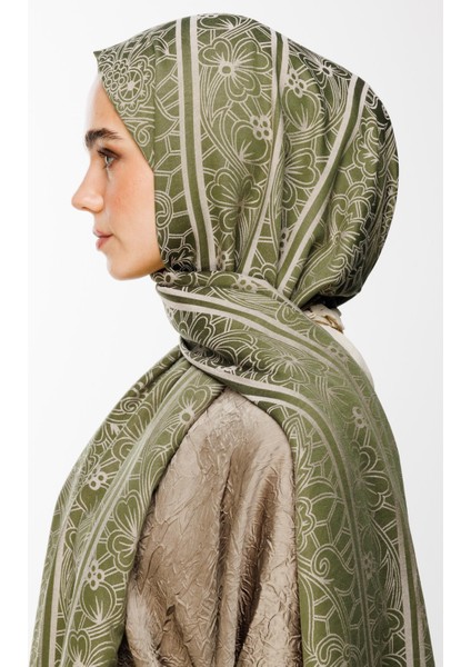 Lavin Desen Çift Taraflı Şal Haki-Somon fiyatları