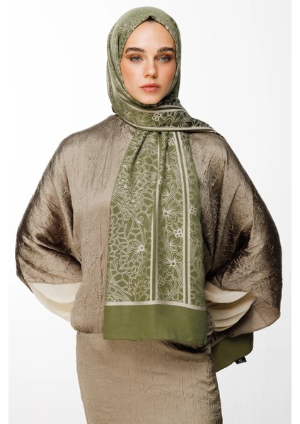 Lavin Desen Çift Taraflı Şal Haki-Somon modelleri