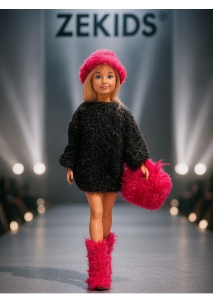 Barbie Bebek Için El Örgüsü Kazak Çanta Şapka Ayakkabı Dörtlü Set(Barbie Bebek Dahil Değildir) modelleri