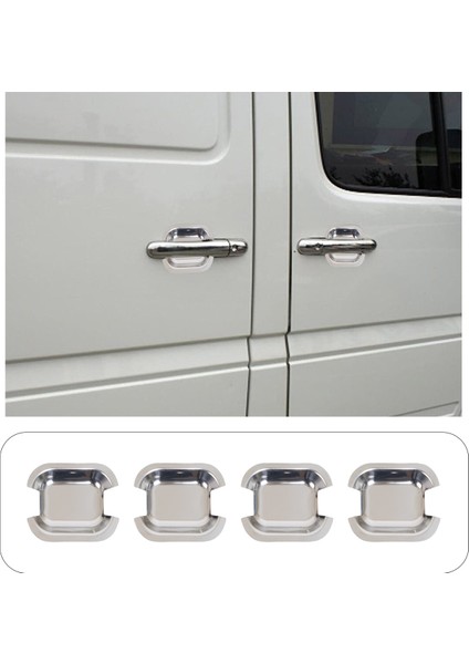 Mercedes Sprinter Uyumlu 1998-2006 Krom Kapı Kolu Tası 4 Parça Paslanmaz Çelik
