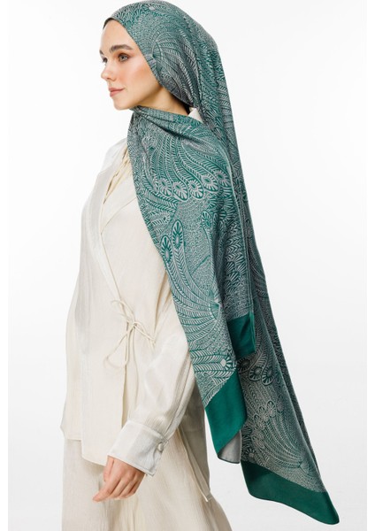 Mayra Desen Çift Taraflı Şal Zümrüt-Pembe