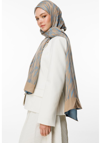 Selis Desen Çift Taraflı Şal Vizon-Turkuaz modelleri
