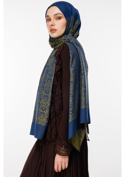 Nora Desen Çift Taraflı Şal Lacivert-Yağ Yeşili fiyatları