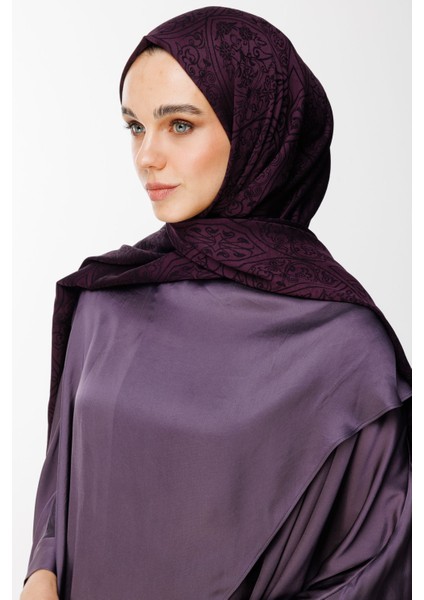 Morocco Desen Çift Taraflı Şal Mor-Siyah