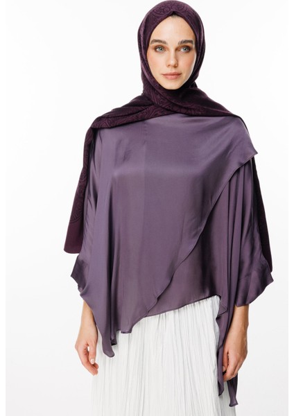 Morocco Desen Çift Taraflı Şal Mor-Siyah modelleri