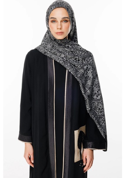 Morocco Desen Çift Taraflı Şal Siyah-Siyah