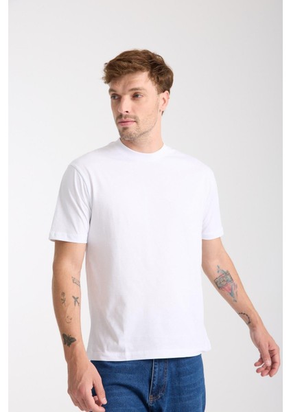 Erkek %100 Pamuk Relax Fit Kertenkele Nakışlı T-Shirt modelleri