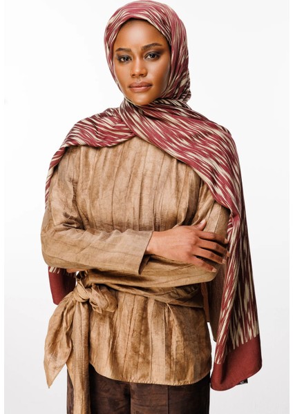 Selis Desen Çift Taraflı Şal Mürdüm-Somon fiyatları