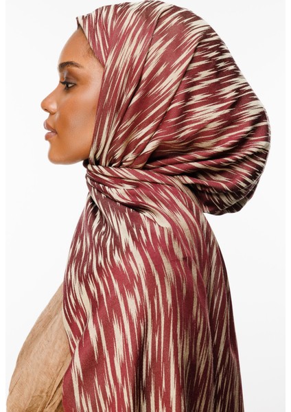 Selis Desen Çift Taraflı Şal Mürdüm-Somon modelleri