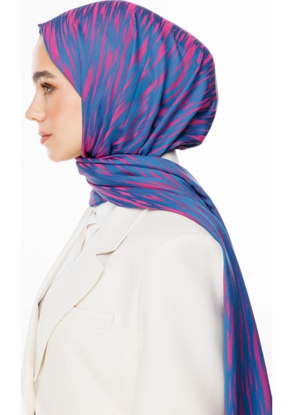 Selis Desen Çift Taraflı Şal Petrol Mavisi-Fuşya modelleri