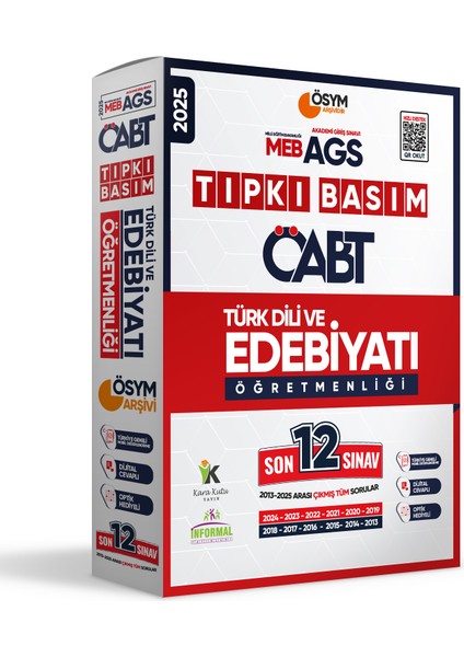 2025 Meb-Ags Öabt Türk Dili ve Edebiyatı Öğretmenliği Ösym Tıpkı Basım 12LI Deneme Paketi Tg Cevaplı modelleri
