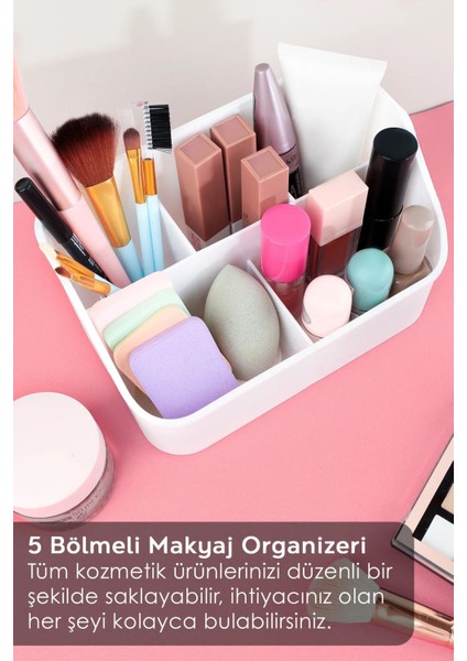 5 Bölmeli Çok Amaçlı Organizer, Masaüstü, Makyaj, Takı ve Aksesuar Düzenleyici fiyatları