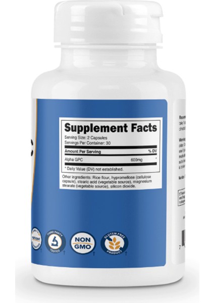 Alpha Gpc 600 mg , 60 Capsul - Non-Gmo And Gluten Free.abd Menşei.36 modelleri