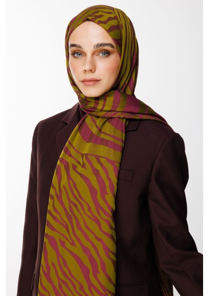 Riad Desen Çift Taraflı Şal Yağ Yeşili-Mürdüm modelleri