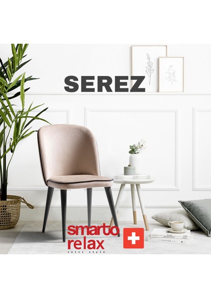 Serez 2’li Sandalye Seti — Siyah Ahşap Ayaklı, Krem