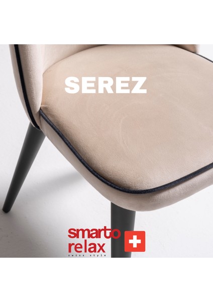 Serez 2’li Sandalye Seti — Siyah Ahşap Ayaklı, Krem modelleri