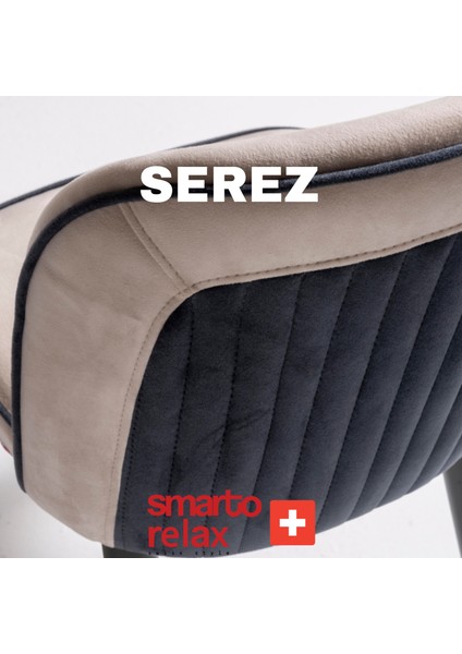 Serez 2’li Sandalye Seti — Siyah Ahşap Ayaklı, Krem fiyatları