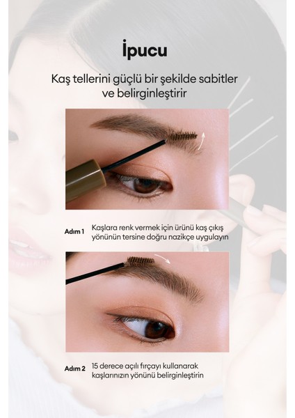 Özel Fırça Tasarımlı, Yoğun Pigmentli Kaş Maskarası PERIPERA Speedy Skinny Browcara 03 Natural Brown