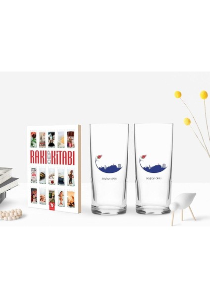 Renkli Tasarımlı Turistik Ikili Rakı Bardağı ve Cep Kitabı Hediye Seti