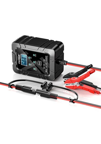 Foxsur 1.5 A Araba Pil Şarj Cihazı, LCD Ekranlı 6V ve 12V Otomotiv Şarj Cihazı, Motosiklet Çim Biçme Makinesi Için Akü Bakım Cihazı Agm Jel Kurşun Asit Aküler, Siyah, Ab Tak (Yurt Dışından) fiyatları