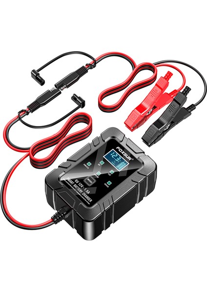 Foxsur 1.5 A Araba Pil Şarj Cihazı, LCD Ekranlı 6V ve 12V Otomotiv Şarj Cihazı, Motosiklet Çim Biçme Makinesi Için Akü Bakım Cihazı Agm Jel Kurşun Asit Aküler, Siyah, Ab Tak (Yurt Dışından) modelleri