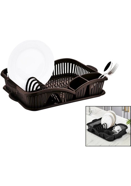 Elegance Tek Katlı Bulaşıklık Siyah Plastik Tabaklık - Kaşıklık - Bardaklık Vb.