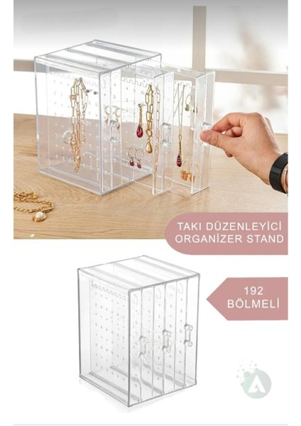 Turuncu Akrilik Takı Düzenleyici Stand, Çekmeceli, Kolye, Küpe, Bileklik Organizeri