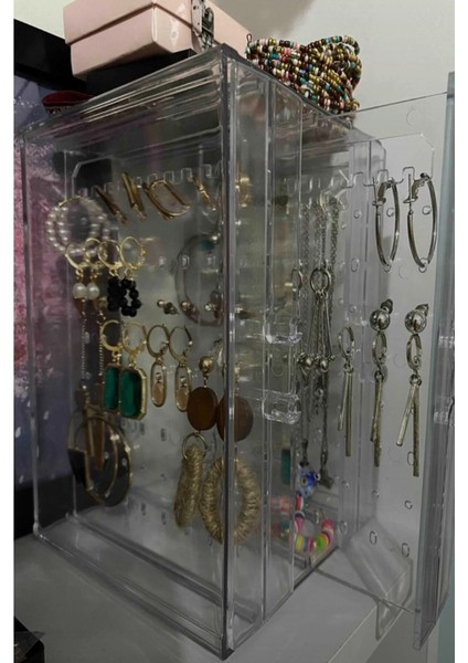 Turuncu Akrilik Takı Düzenleyici Stand, Çekmeceli, Kolye, Küpe, Bileklik Organizeri modelleri
