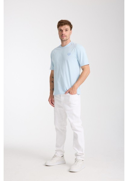 Erkek %100 Pamuk Relax Fit Baykuş Nakışlı T-Shirt modelleri