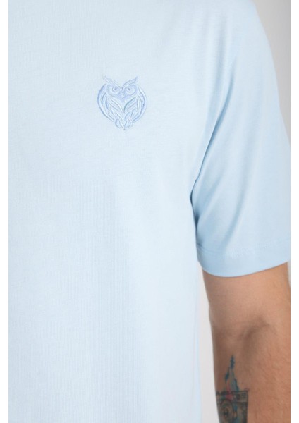 Erkek %100 Pamuk Relax Fit Baykuş Nakışlı T-Shirt indirimleri