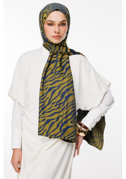 Riad Desen Çift Taraflı Şal Lacivert-Yağ Yeşili fiyatları