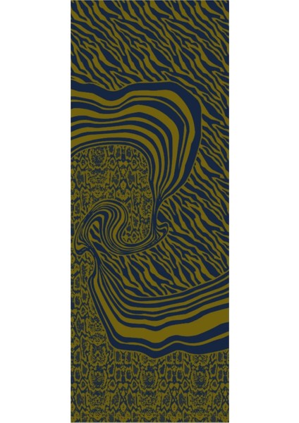 Riad Desen Çift Taraflı Şal Lacivert-Yağ Yeşili