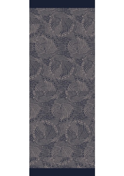 Mayra Desen Çift Taraflı Şal Lacivert-Bej