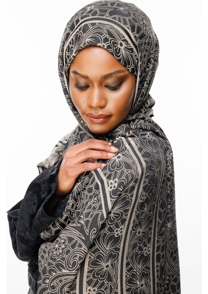 Lavin Desen Çift Taraflı Şal Siyah-Bej modelleri